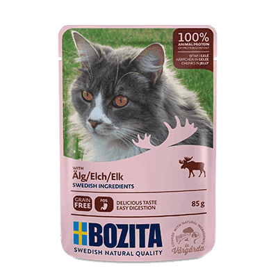 BOZITA kawałeczki mięsa w galaretce z łosiem dla kota saszetka 85g