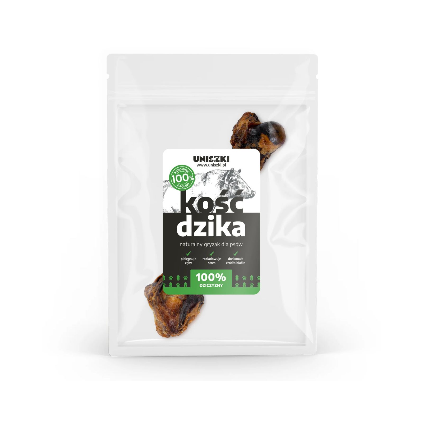 Uniszki Kość dzika średnia twardy przysmak dla psa 1szt