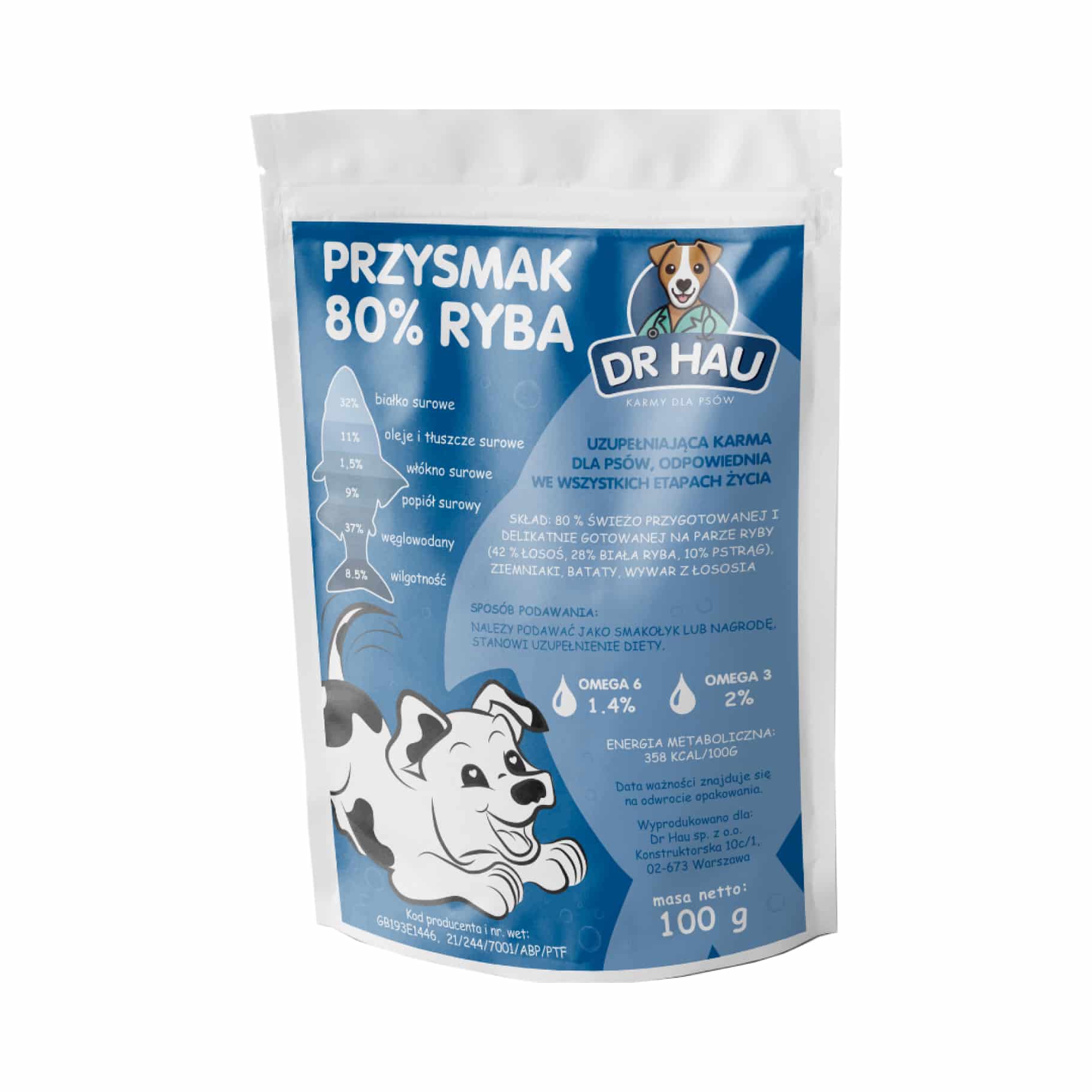 DR HAU przysmak treningowy dla psa 80% ryby 100g