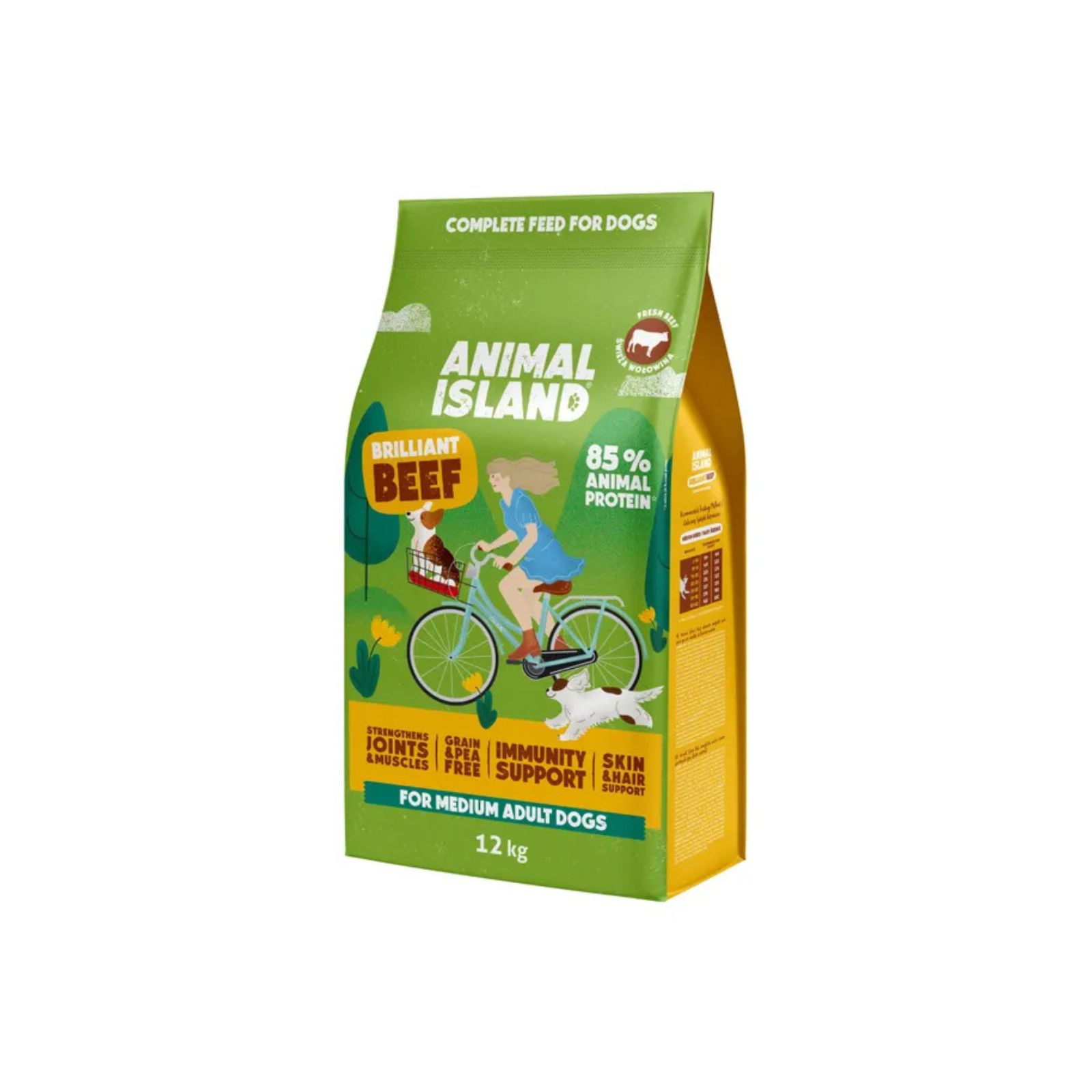 Animal Island Bezzbożowa karma sucha premium z wołowiną dla psów dorosłych ras średnich 12kg