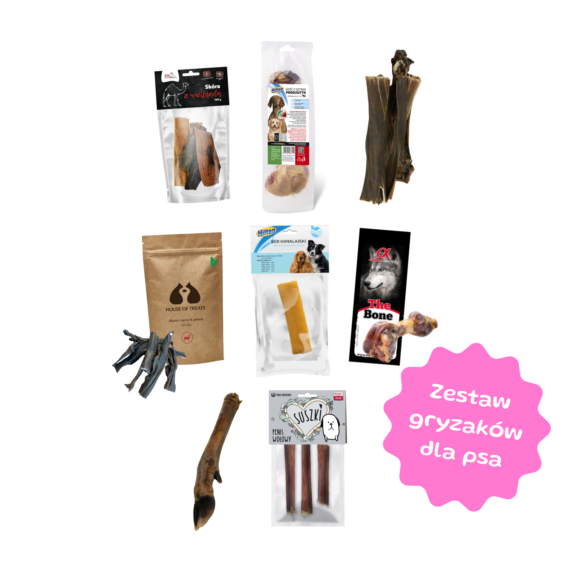 Zestaw 8 twardych przysmaków dla psów lubiących gryźć 