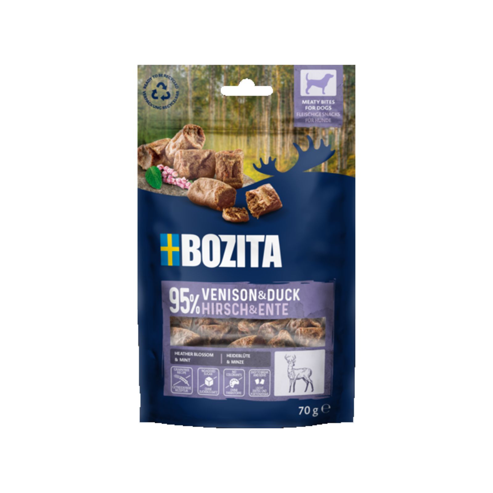BOZITA Meaty Bites Dog Snacks przysmak dla psa z sarniną i kaczką 70g 