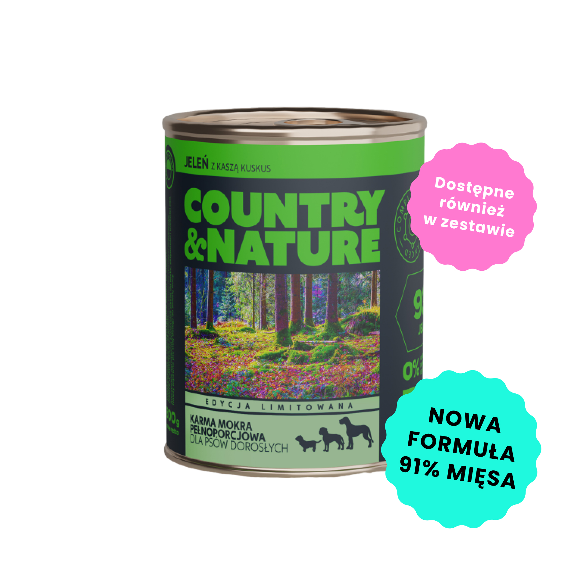 COUNTRY&NATURE Mokra karma Jeleń z jabłkiem i kaszą kuskus 800g