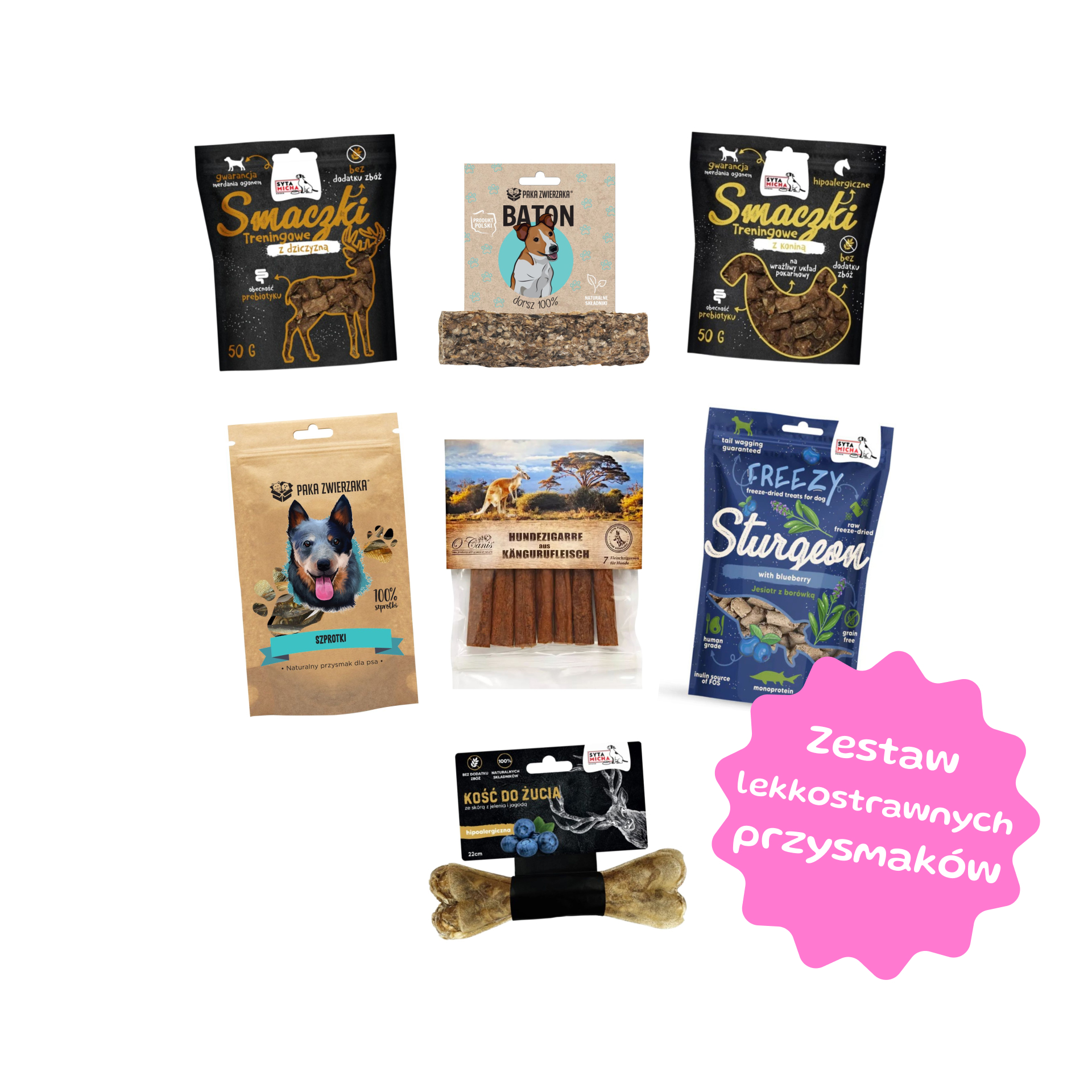 Zestaw 7 przysmaków lekkostrawnych dla psów o wrażliwych żołądkach
