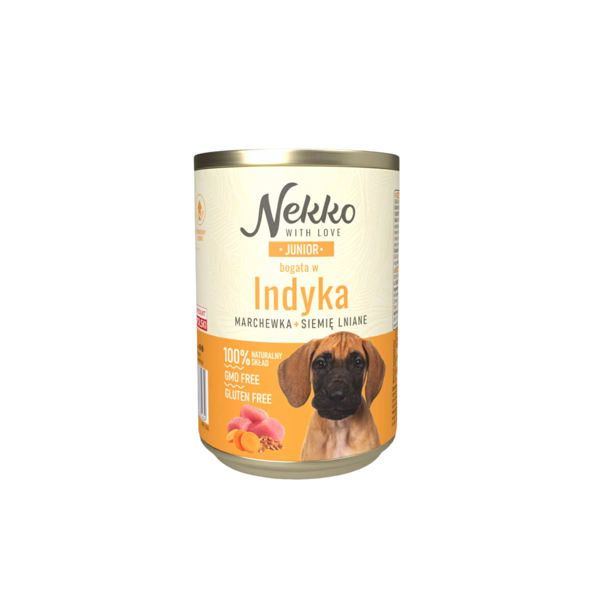 NEKKO Junior Indyk, marchewka, siemię lniane puszka 400g